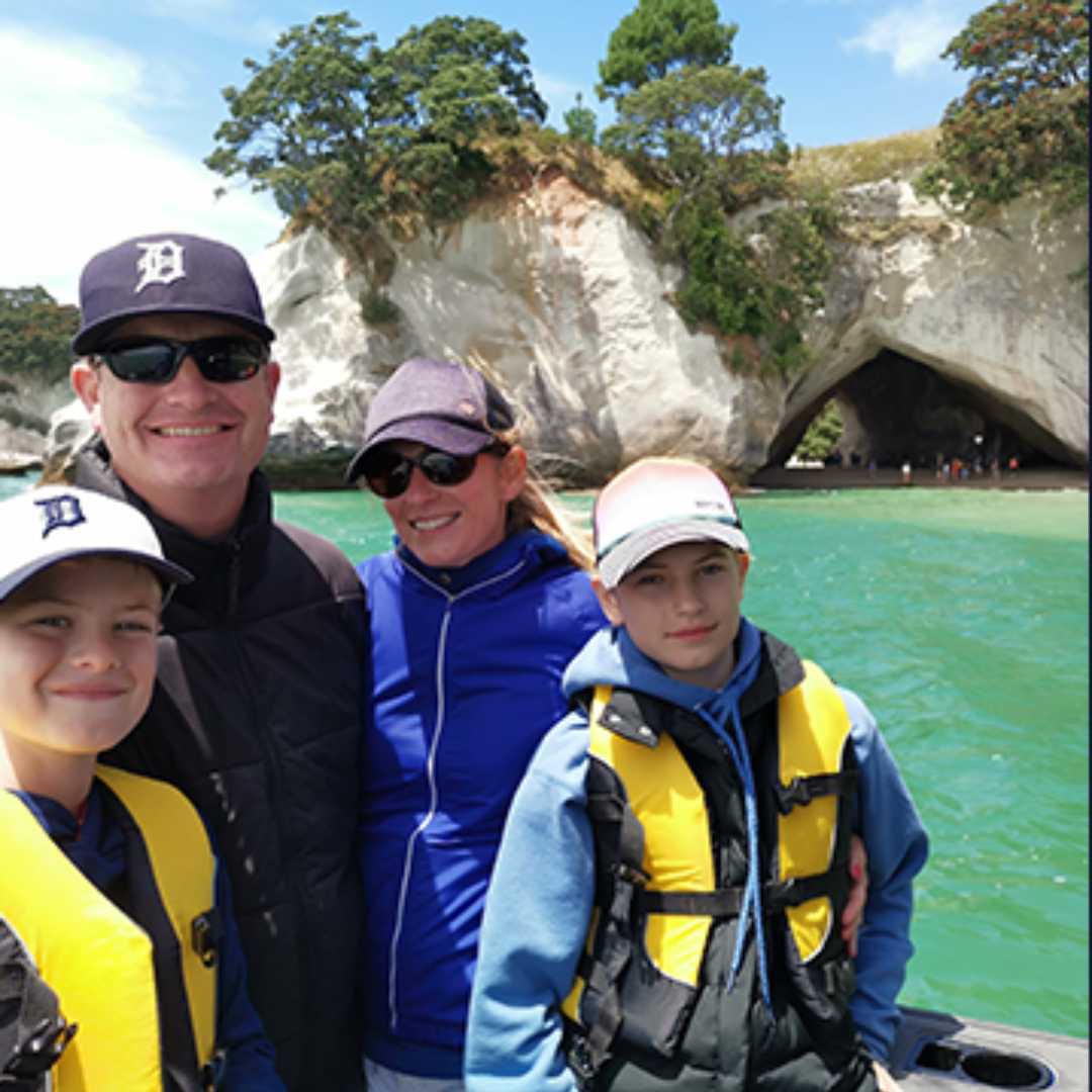 family at cathedral cove